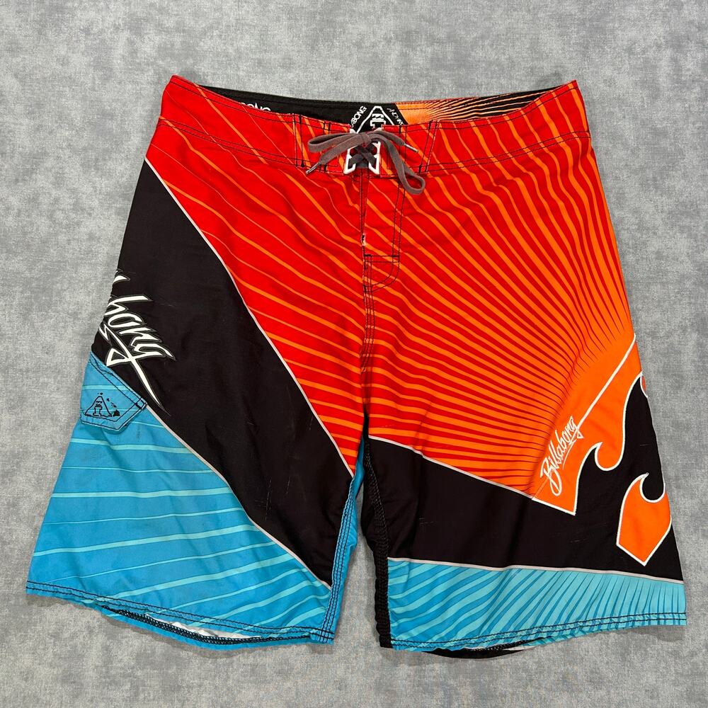 Y2K Billabong Andy Irons Platinum X Quad Stretch Rising Sun Board Shorts Mens 36